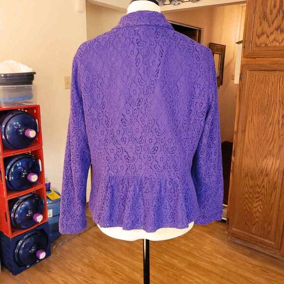Sofia Vergara Women's Blazer XL Purple Lace Light Peplum Twee Fairy Cottage Boho - Picture 16 of 16